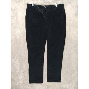J Jill Pants Womens 8 Black Corduroy Slim Straight Leg Mid Rise Stretch